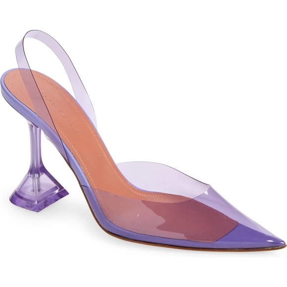 Amina Muaddi Lavender Slingback Heels